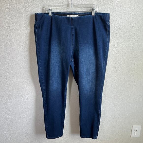 Soft Surroundings Pull On Skinny Jeans Women's 1X High Rise Elastic Waist - Picture 1 of 6